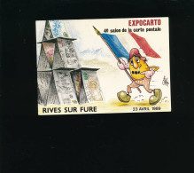 Rives Sur Fure 1989 4 ème Salon Carte Postale EXPOCARTO Dessin Georges Nemoz ( Bicentenaire Révolution Française) - Sammlerbörsen & Sammlerausstellungen
