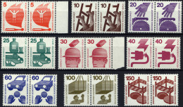 BERLIN 402-07,409-11  Paar **, 1971, Unfallverhütung In Waagerechten Paaren, Bis Auf 50 Pf. Komplett, 9 Prachtwerte, Mi. - Unused Stamps