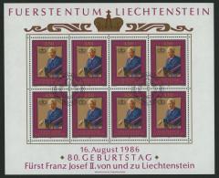 LIECHTENSTEIN 903KB O, 1986, 80. Geburtstag Im Kleinbogensatz Mit Ersttagssonderstempeln, Pracht, Mi. 45.- - Sonstige & Ohne Zuordnung