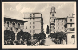 Cartolina Genova-Nervi, Viale Umberto I  - Genova (Genoa)