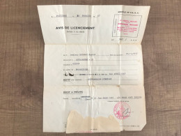 Avis De Licenciement 1967 Région Militaire Intendance Militaire Poitiers 1917 - Historical Documents