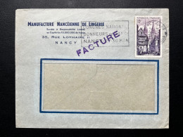 ENVELOPPE FACTURE / NANCY GARE POUR 1955 / MANUFACTURE NANCEIENNE DE LINGERIE - 1921-1960: Période Moderne