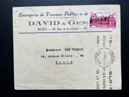 ENVELOPPE FACTURE / BLOIS GARE POUR BLOIS 1949 / ENTREPRISE DE TRAVAUX PUBLICS DAVID & GENDRE - 1921-1960: Modern Tijdperk