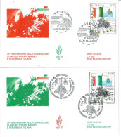 ITALIA 2014 FDC VENETIA  CONVENZIONE AMICIZIA E BUON VICINATO TRA SAN MARINO E ITALIA EMISSIONE CONGIUNTA  2 BUSTE - FDC