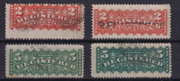 CANADA 1875/88 - Sc# F1, F2 - Color Variations - Einschreibemarken