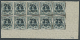WÜRTTEMBERG 176 **, 1923, 75 Tsd. Auf 20 M. Grautürkis Im Zehnerblock Aus Der Bogenecke, Pracht, Mi. (70.-) - Mint