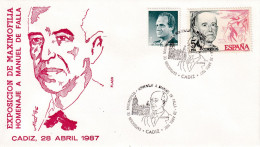 MATASELLOS 1987 CADIZ  MANUEL DE FALLA - Storia Postale