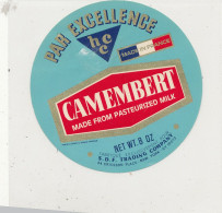 G G 543 -   ETIQUETTE DE FROMAGE  CAMEMBERT  PAR EXCELLENCE  H  C  C.  MADE IN FRANCE - Formaggio