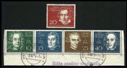 ● GERMANIA R.F.T. 1959 ֍ BEETHOVEN ● N. 188 / 92 Usati ● Serie Completa ● Cat. 65,00 € ️● Lotto N. 1455 ️● - Usati