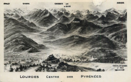 Postcard France Lourdes Pyrenees Map - Lourdes