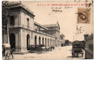 ESPAGNE BARCELONA  Estation De Los F C , Attelage Calèches , Avec Publicité Hôtel Suizo 1906 - Barcelona