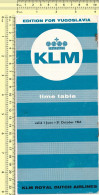 TIME TABLE KLM 1964  ROYAL DUTCH AIRLINES  Vintage Brochure Old Prospect - Europa