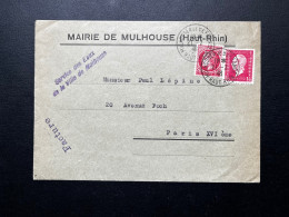 ENVELOPPE FACTURE / MULHOUSE POUR PARIS 1946 / MAIRIE SERVICE DES EAUX - 1921-1960: Modern Tijdperk