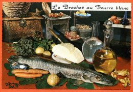 Recette Cuisine  LE BROCHET AU BEURRE BLANC 75 Dentelée Emilie BERNARD Lyna Carte Vierge TBE - Recipes (cooking)