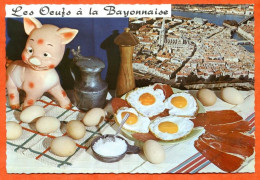 Recette Cuisine  OEUFS A LA BAYONNAISE 134 Dentelée Bayonne Emilie BERNARD Lyna Carte Vierge TBE - Recipes (cooking)