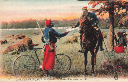 Militaire CPA Armée Française Zouaves Remise D'un Ordre Soldat Cycliste Vélo Cavalier - Regimientos