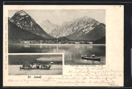 AK Pertisau Am Achensee, Binnenschiff St. Josef, Panorama Von Ort Und Bergen  - Altri & Non Classificati