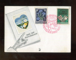 "OESTERREICH" 1952, Mi. 952 U.a. Auf Sonderkarte Mit Rotem SSt. "VILLACH, Sportwoche" (L2145) - Covers & Documents