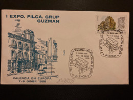 LETTRE TP 7 OBL.7-9 GINER 1986 VALENCIA I EXPO FILCA GRUP GUZMAN VALENCIA EN EUROPA - Philatelic Exhibitions