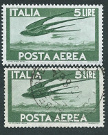 Italia 1962; Posta Aerea Democratica: Lire 5 Filigrana Stelle. Francobollo Nuovo + Timbrato. - Airmail