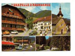 La Chapelle D'abondance 4 Vues Sur Carte , Hotel Au Gai Soleil , Vw Coccinelle, Hotel De L'union, Hotel Des Cornettes - La Chapelle-d'Abondance