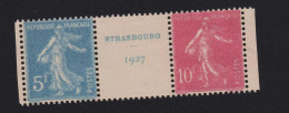 Reproduction De Qualité Moyenne N° 242A Semeuse 5 F Et 10 F Neuf Sans Charnière Strasbourg 1927 De Qualité Moyenne - Ungebraucht
