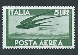 Italia 1962; Posta Aerea Democratica: Lire 5 Filigrana Stelle. - Airmail