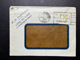 75c PAIX SUR ENVELOPPE / LILLE GARE 1933 / COMPAGNIE DE FIVES LILLE - 1921-1960: Période Moderne