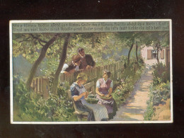 "PERSONEN IM GARTEN" 1926, Color-AK (Volksliederkarte Von Paul Hey) (L2149) - Europa
