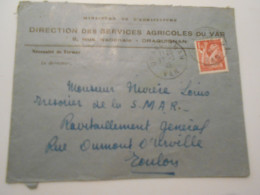 France Iris , Lettre De Draguignan 1945 Pour Toulon - 1939-44 Iris