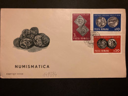 LETTRE ROUMANIE NUMISMATICA TP 3L + B10 + B20 OBL.15 V 1970 BUCURESTI - Münzen