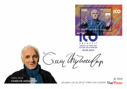 Armenia Arménie Armenien 2024 Mi 1393 World Famous Armenians. 100th Anniversary Of Charles Aznavour Singer FDC - Armenien