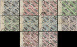 MOZAMBIQUE COMPANY 1935 AIRPLANES - SET IN BLOCKS OF 8 - MINT STAMPS WITH FULL GUM - CANCEL BEIRA 17-10-1935 (NP#99-P37) - Mosambik