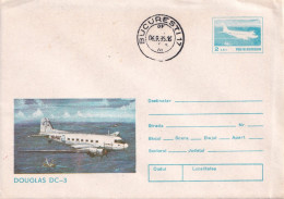A24848 -  Douglas DC-3 AVION  Cover Stationery Romania 1985 - Interi Postali