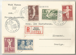 Suomi Finland Norma 355/59 Complete Set Used FDC On Registered Postcard 1947 - FDC