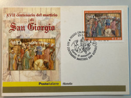 XVII Centenario Del Martirio Di San Giorgio, Cartolina Con Annullo Postale - Heiligen