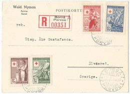 Suomi Finland Norma 326/29 Complete Set Used FDC On Registered Postcard 1946 Red Cross - FDC