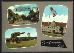 AK Grafenwöhr, Kaserne, Lagereingang, U.S. Army Hauptquartier, Wasserturm  - Grafenwöhr