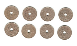 205/ BELGIQUE : 8 X 25 Centimes - Années Différentes (Belgïe/ Belgique) - 25 Cents