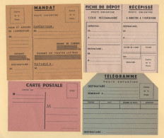 Poste Enfantine - Lot De 4 Documents - Telegramme Mandat Recipisse Carte Postale - Autres & Non Classés