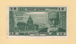 Banque Enfantine - Jouets Transcar - 5 NF - Victor Hugo - Fictifs & Spécimens