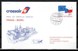 1995 Prague - Basel   Swissair/ Crossair First Flight, Erstflug, Premier Vol ( 1 Cover ) - Other (Air)