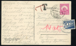 1927. Postcard From Balatonberényt,  With Postage Due Stamp - Briefe U. Dokumente