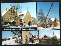 AK Gräfensteinberg, Gasthof-Pension Schwarzes Kreuz, Kirche Und Ortspartie Im Winter  - Autres & Non Classés