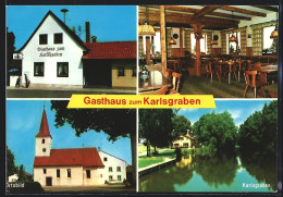 AK Graben-Treuchtlingen, Gasthaus Zum Karlsgraben, Innenansicht, Kirche  - Andere & Zonder Classificatie