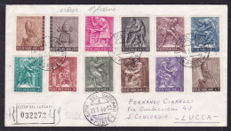 1966 Vaticano Vatican Storia Postale IL LAVORO DELL'UOMO Serie Su Busta Annullo 23.3.66 Viaggiata R.032272 Lucca - Brieven En Documenten