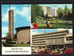 AK Viernheim /Hessen, Michaeliskirche, Rathaus, Minigolfplatz  - Viernheim