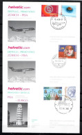 2006 Zurich - Pisa - Zurich + Vaduz   Swissair/ Helvetic  First Flight, Erstflug, Premier Vol ( 3 Cards ) - Sonstige (Luft)
