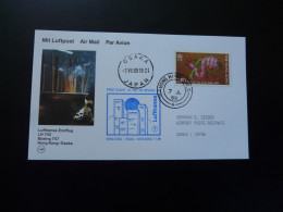 Lettre Premier Vol First Flight Cover Hong Kong To Osaka Japan Boeing 747 Lufthansa 1989 - Lettres & Documents
