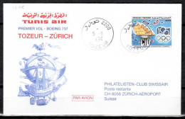 1994 Tozeur - Zurich   Tunis Air/ Swissair First Flight, Erstflug, Premier Vol ( 1cover ) - Sonstige (Luft)